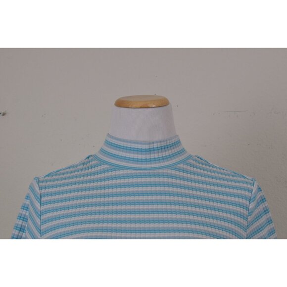 Vintage 90s Pullover Mockneck Striped Shirt size MED - Picture 6 of 10